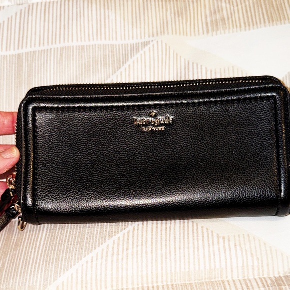 kate spade Handbags - Kate Spade Large Black Textured Leather Wallet